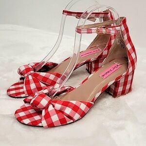 Betsey Johnson Red and White Checkered Heels